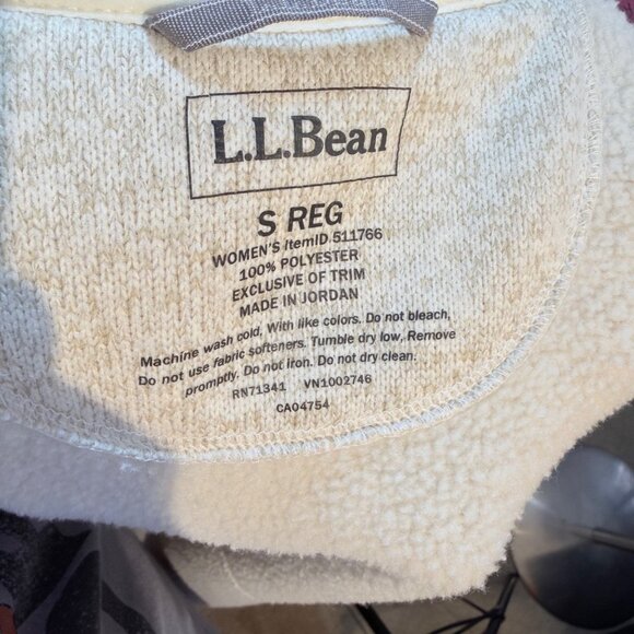 LL Bean Womens Sweater Fleece Vest Size Small Full Zip Long With Pockets Beige - Picture 6 of 9